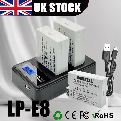 2pcs 1800mah battery w - 2pcs, lp-e8